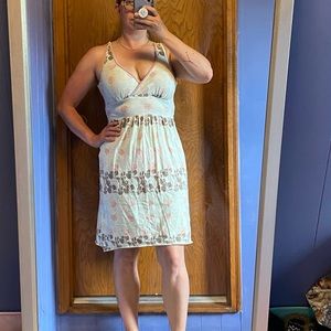 💝 2/$30 DKNY sleeveless v neck floral dress mint, blush, brown, cream